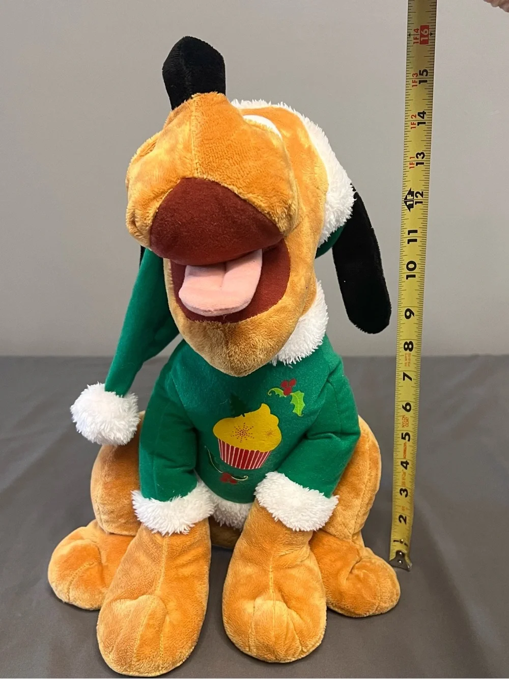 Disney Dan Dee Christmas Pluto Plush 16” Green Cupcake Sweater Holiday Toy